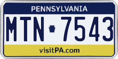 PA license plate MTN7543