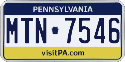 PA license plate MTN7546