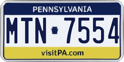 PA license plate MTN7554