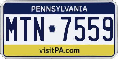 PA license plate MTN7559