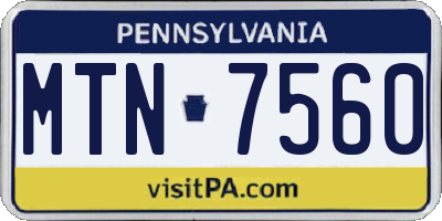 PA license plate MTN7560