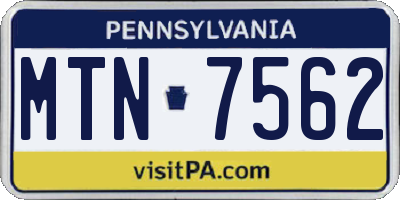 PA license plate MTN7562