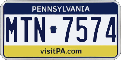 PA license plate MTN7574