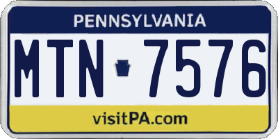PA license plate MTN7576