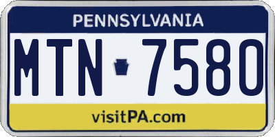 PA license plate MTN7580