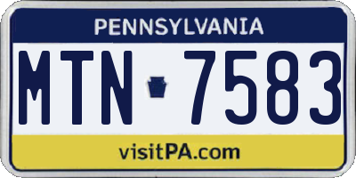 PA license plate MTN7583