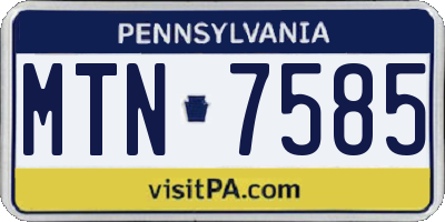 PA license plate MTN7585