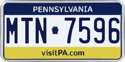 PA license plate MTN7596