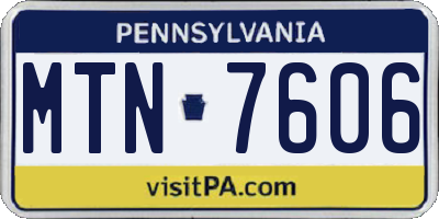 PA license plate MTN7606