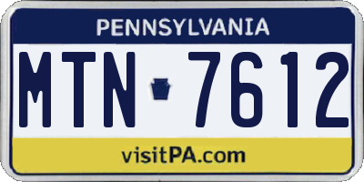 PA license plate MTN7612