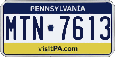 PA license plate MTN7613