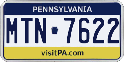 PA license plate MTN7622