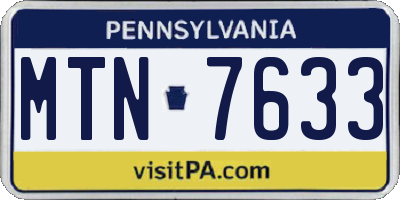PA license plate MTN7633