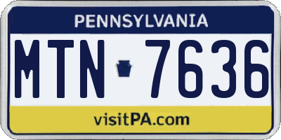 PA license plate MTN7636