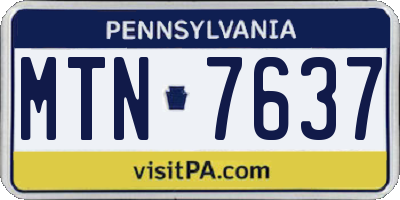PA license plate MTN7637