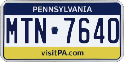 PA license plate MTN7640