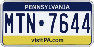 PA license plate MTN7644