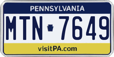 PA license plate MTN7649