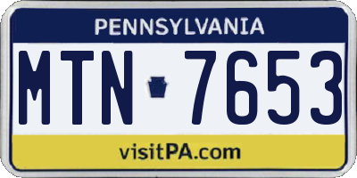 PA license plate MTN7653