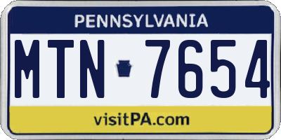 PA license plate MTN7654