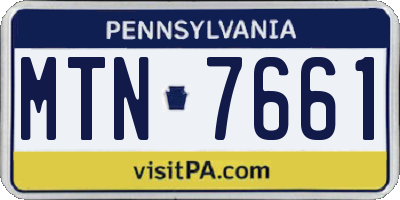 PA license plate MTN7661