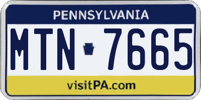 PA license plate MTN7665