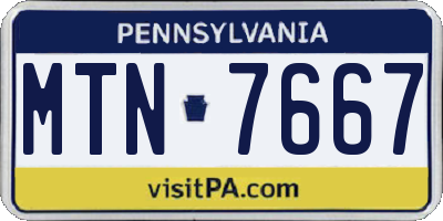 PA license plate MTN7667