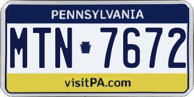 PA license plate MTN7672