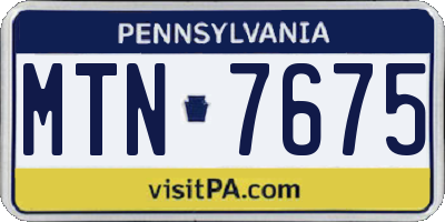 PA license plate MTN7675