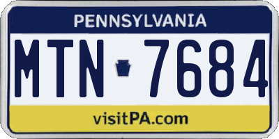 PA license plate MTN7684