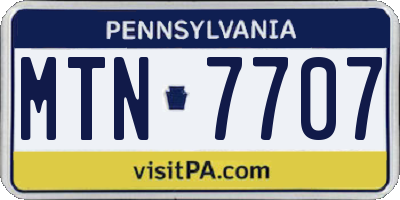 PA license plate MTN7707