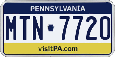 PA license plate MTN7720
