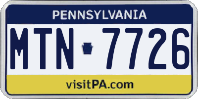 PA license plate MTN7726
