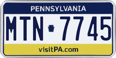 PA license plate MTN7745