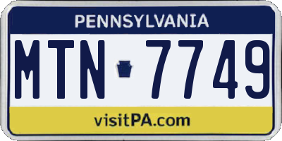 PA license plate MTN7749