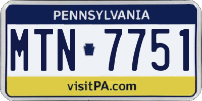 PA license plate MTN7751