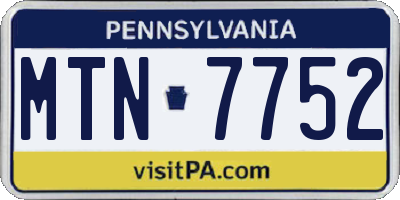 PA license plate MTN7752
