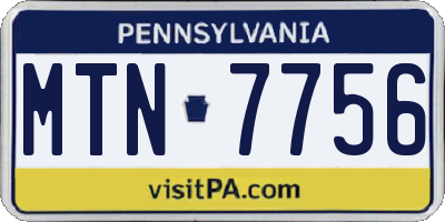 PA license plate MTN7756