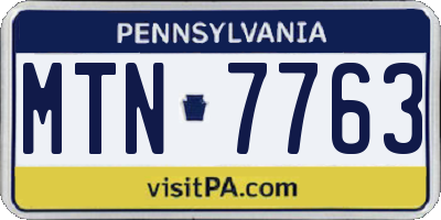PA license plate MTN7763
