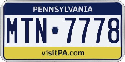 PA license plate MTN7778