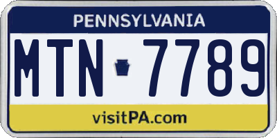 PA license plate MTN7789