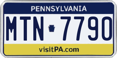PA license plate MTN7790