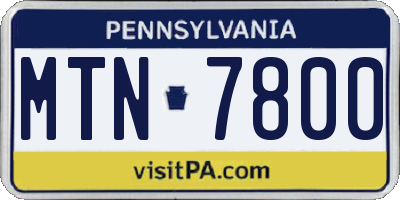 PA license plate MTN7800