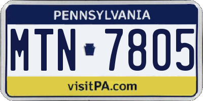 PA license plate MTN7805