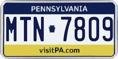PA license plate MTN7809