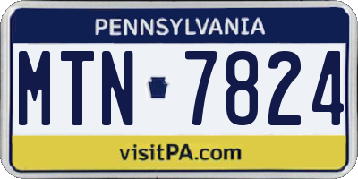 PA license plate MTN7824