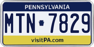 PA license plate MTN7829