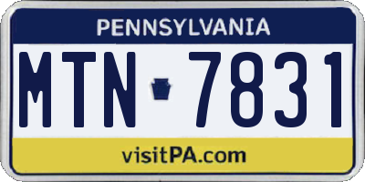 PA license plate MTN7831