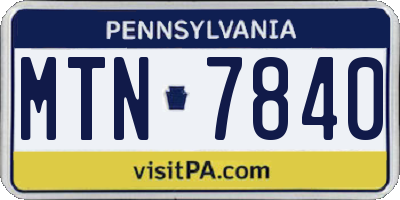 PA license plate MTN7840