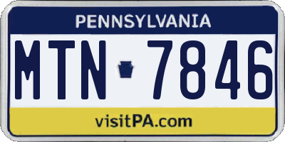 PA license plate MTN7846